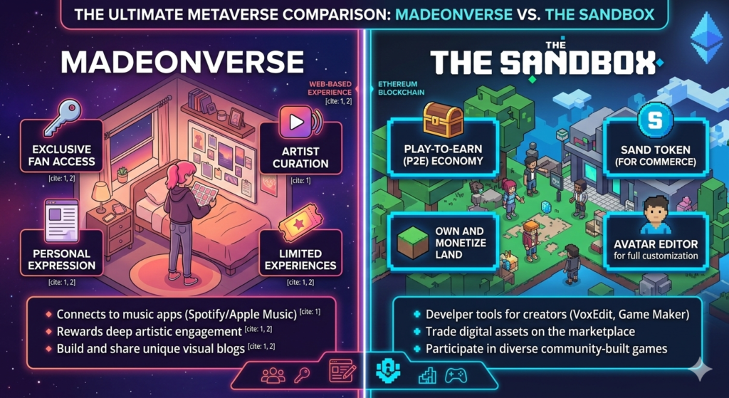 Madonverse vs The Sandbox: Complete Comparison of Features, Gameplay & Virtual World Experience (2026)