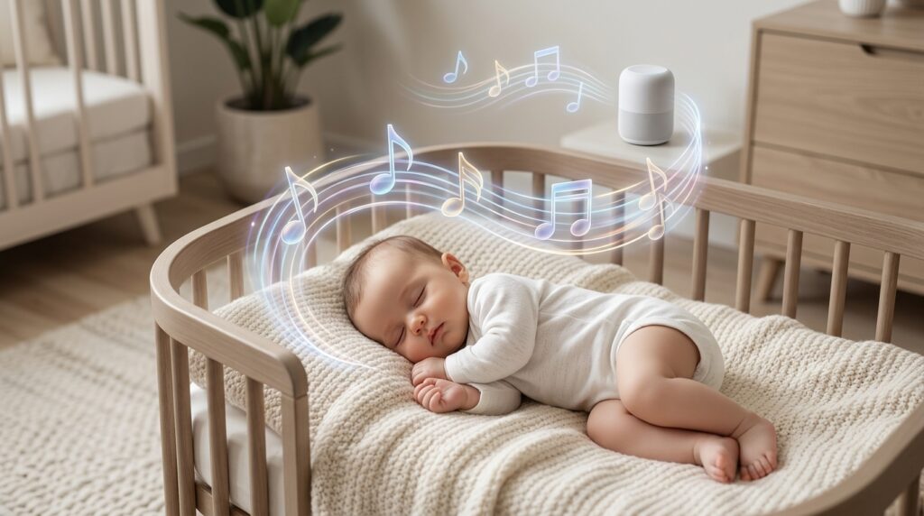 AI baby music playing gentle soothing sounds for newborn and infant sleep and relaxation