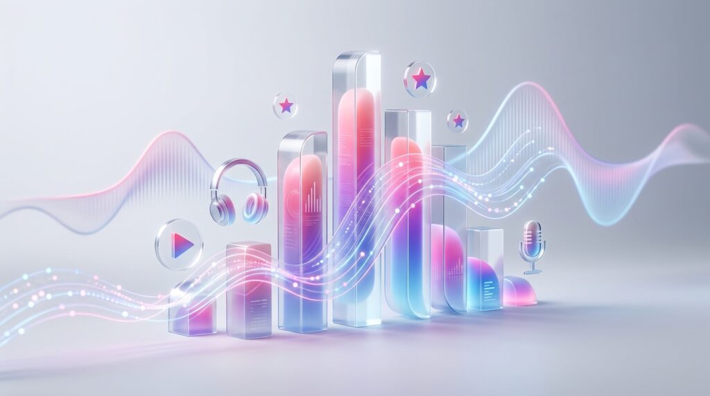 Apple Music Stats dashboard displaying music listening analytics, top artists, song statistics, and visual data charts.